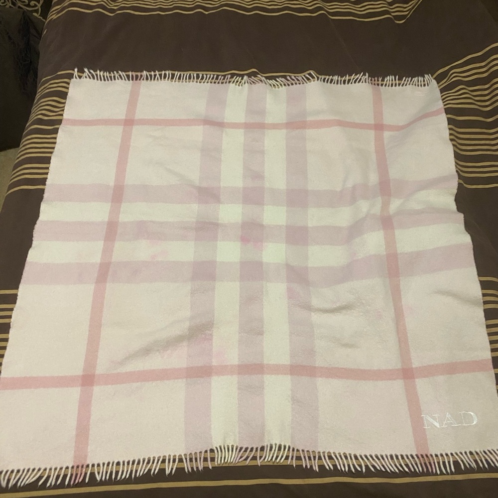 Burberry Toddler Blanket with Fringed Edges